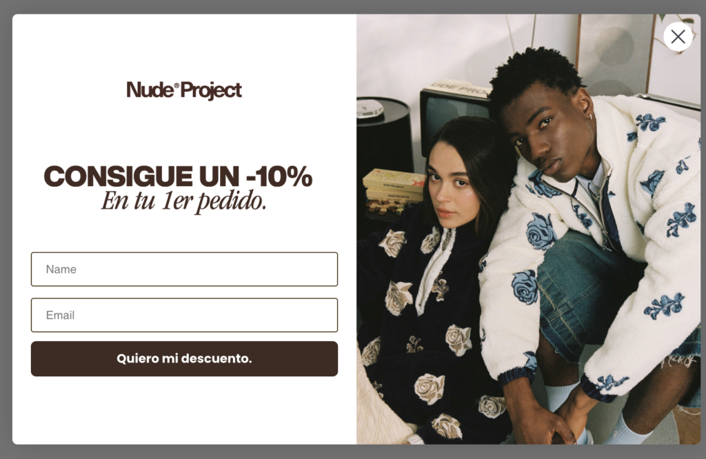 ejemplo de formulario de captación sencillo de nude project