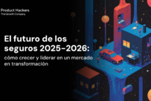 Portada del informe 'El futuro de los seguros 2025-2026' de Product Hackers, con ilustración futurista sobre la transformación del sector asegurador.